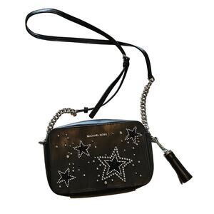 Michael Kors Black Leather Star Studded Crossbody Bag